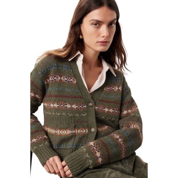 Polo Ralph Lauren Ladies Medium Frisle Button Front V Neck Cardigan Sweater - Picture 1 of 9